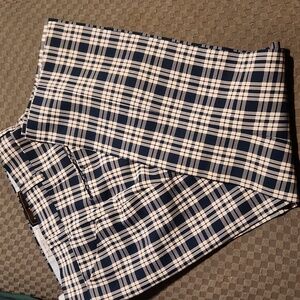 Vtg 70s Mens Knit Navy Blue Plaid Disco Leisure Wear Pants Very Good 38 X32